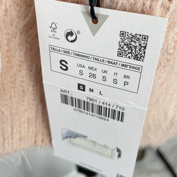 Zara fluffy crop top in light pink - Picture 3 of 6